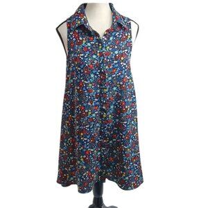 Glamorous Dress Blue Floral Sleeveless Shirt A Line Womens Size S